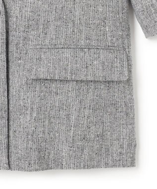 ICB L ストレッチMIXツイード 半袖ジャケット ブラックミックス