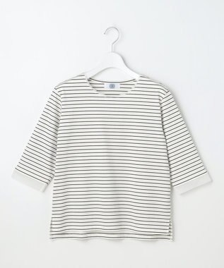 J.PRESS LADIES S スムースジャージー ボーダー カットソー オフ×ネイビー系