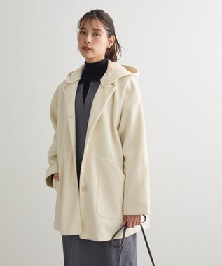 Green Parks フード取り外しハーフコート Ivory