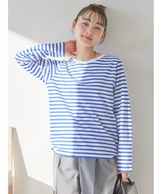 AMERICAN HOLIC Ｄａｉｌｙ！　抗菌防臭クルーネックカットプルオーバー Border Blue