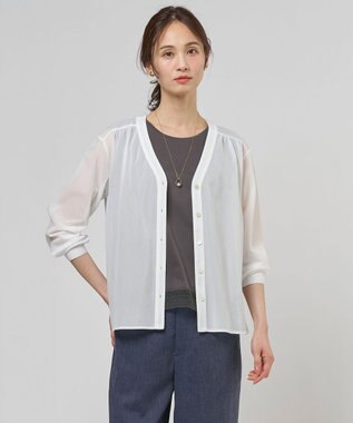 J.PRESS LADIES 【冷房対策に】シアードライトリコット Vネック カーディガン