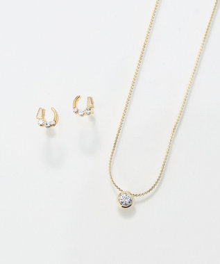 Phoebe 〈オンワード限定セット〉ラッキーホースシューピアス×シャインベゼルセッティングネックレス