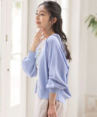 ANY SIS 【接触冷感・UVケア】ニットフーディー カーディガン ライトブルー