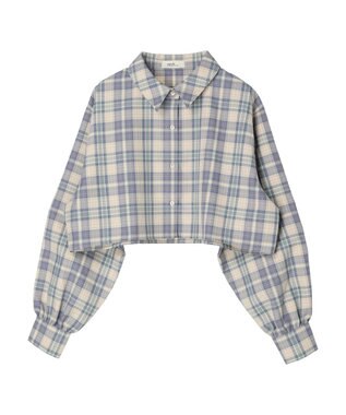 earth music&ecology ＣＨＥＣＫショートシャツジャケット Check Blue