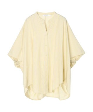 AMERICAN HOLIC 接触冷感＋ＵＶカット　ギャザースリーブブラウス Stripe Yellow