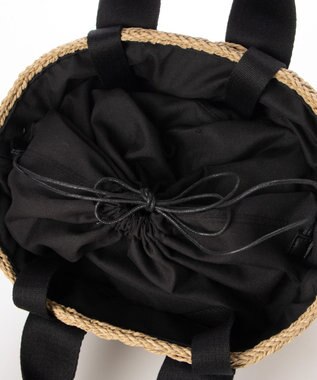 LA BAGAGERIE 【maison vert】 【ペーパー素材・多収納】ダブルハンドルかごバッグ ブラック×ベージュ