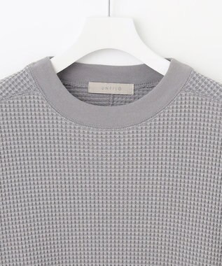 UNFILO MENS イージーケア ワッフル クルーネック [23年春夏商品] グレー
