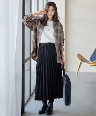 ANY L オンブレーチェックオーバーシャツ ブラウン系