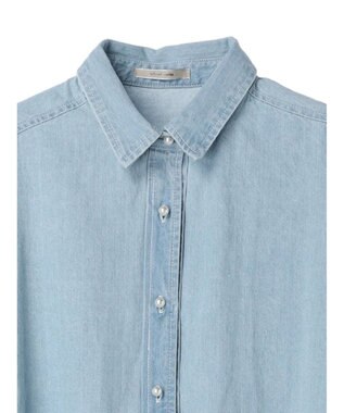 CRAFT STANDARD BOUTIQUE デニムパール釦サークルブラウス Sax