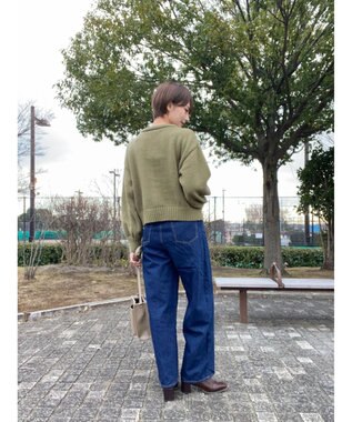 Green Parks クルーネックカーディガン Khaki