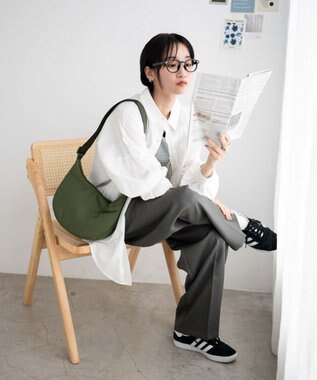 WEGO カラーハーフムーンショルダー カーキ