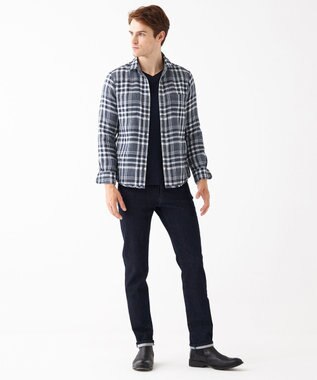 JOSEPH ABBOUD 【キングサイズ】リバーシブルチェック シャツ サックスブルー系