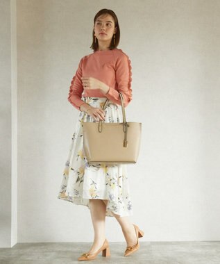 style code 【MERCURYDUO/マーキュリーデュオ】両アオリポケット サイド配色A4トートバッグ　 キーチャーム付 ベージュ