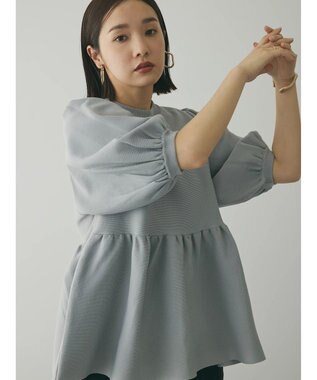 Green Parks armonia. ウエストギャザー袖ボリュームニット Gray