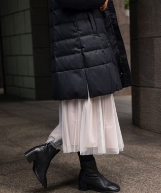 組曲 ライトタフタロングダウンコート チャコールグレーツイード系5