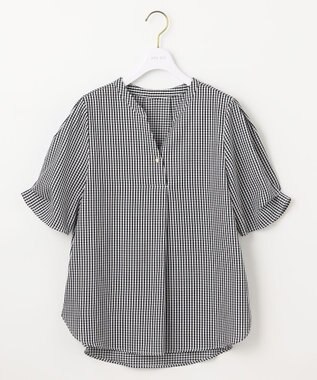 ANY SIS S 【洗える】ピケチェックT ブラウス ブラック系3