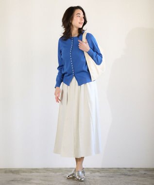 Green Parks パール調ボタン付き２ＷＡＹニットプルオーバー Blue