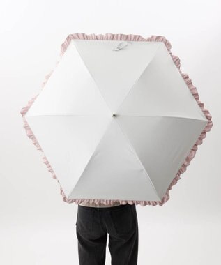 AURORA 【WEB限定】 フリル晴雨兼用傘（折りたたみ・トップフラット） ホワイト