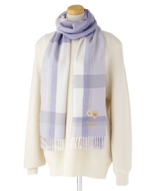 MOONBAT 【FUDGE11月号掲載】PAUL & JOE ACCESSOIRES クリザンテーム刺繍ムースタッチマフラー（パッケージ入り） ラベンダー