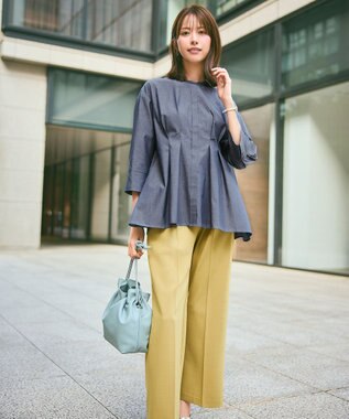 ANY SIS S ウエストタックチュニック ブラウス シャンブレーブルー