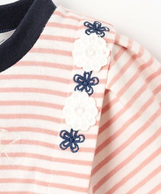 組曲 KIDS 【90-100㎝】リボンボーダー トップス ピンク系1