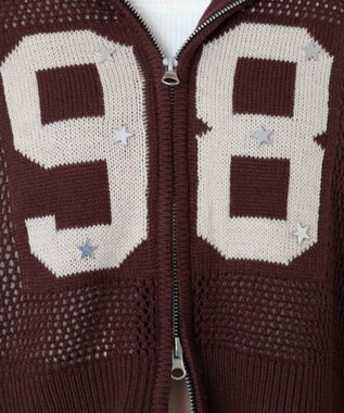 WEGO ナンバリングメッシュニットパーカー ブラウン