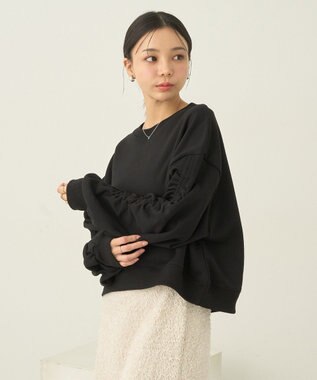 earth music&ecology ドロストスリーブスウェット Black