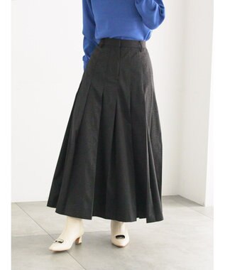 Te chichi チェックアソートロングプリーツスカート ブラック