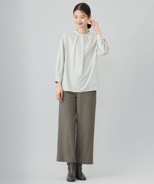 J.PRESS LADIES L シャツジャージー バンドカラー カットソー ミント系