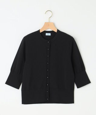 組曲 【洗える・6色展開】CANDYボタン 半袖カーディガン ブラック系