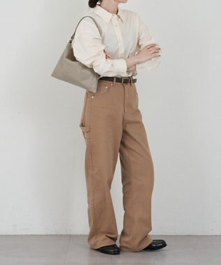 russet エンボスモノグラム ソフトレザーショルダーバッグ(CE-1547) GrayBeige