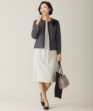 J.PRESS LADIES S 【WEB限定カラーあり・洗える】セラテリーダブルクロス ワンピース ベージュ系