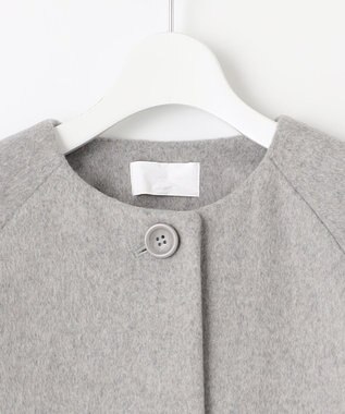 Feroux ウール混 Aラインコート ライトグレー系