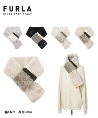 MOONBAT FURLA フェイクファーキルティング風トリコマフラー ベージュ