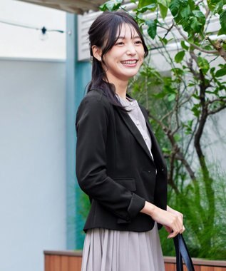 Tiaclasse L 【ダブルクロス・洗える】テーラードジャケット ブラック