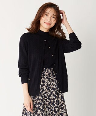 J.PRESS LADIES 【洗える】KNIT BASIC ミディ丈 カーディガン ネイビー系