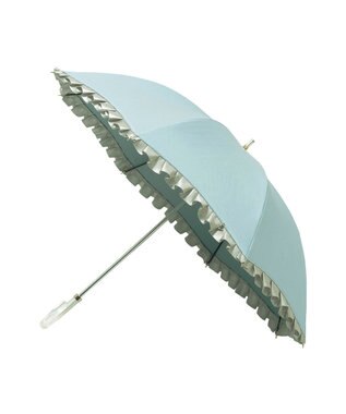 MOONBAT 【一級遮光/晴雨兼用】LANVIN en Bleu (ランバン オン ブルー) 長傘 日傘 シャイニーフリル 遮光 遮熱 UV サックスブルー