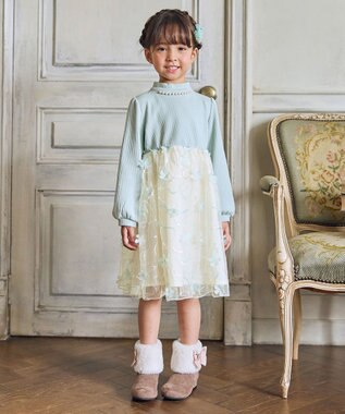 ANY KIDS フラワーチュール ドッキングワンピース ミント