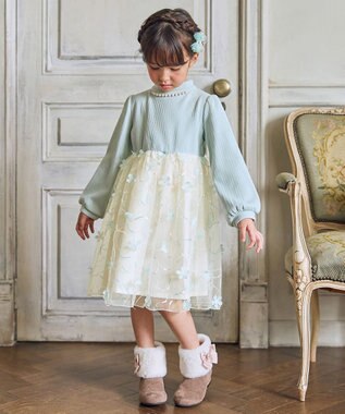 ANY KIDS フラワーチュール ドッキングワンピース ミント