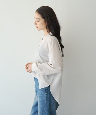 YECCA VECCA 2way裾アレンジパール釦ブラウス Light Gray