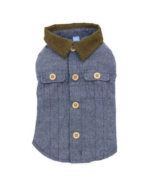 PET PARADISE ペットパラダイス コーデュロイ襟 シャツ 小型犬 ブルー