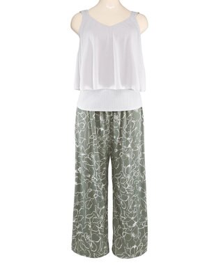 San-ai Resort（三愛水着楽園） ロングパンツセット　9M・11L　【Coral veil（コーラルヴェール）】 グレー×カーキ