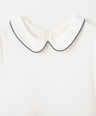 組曲 KIDS 【150-160㎝】フラワーパネルボーダー ワンピース ネイビー系