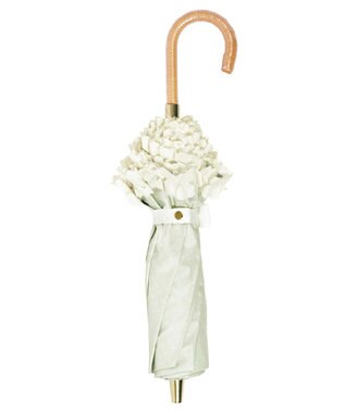 MOONBAT 【晴雨兼用日傘】LANVIN en Bleu (ランバン オン ブルー) 折りたたみ日傘 ドビーフリル 遮光 遮熱 UV オフホワイト（無地）