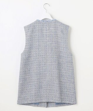 自由区 【カタログ掲載・セットアップ対応】ライトミックスツイード ジレ ライトブルー
