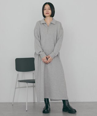 AMERICAN HOLIC 【選べる丈】ハーフZIPワンピース Light Gray Mixture