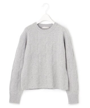 ICB L 【洗える】 ソフトカシミヤミックス 幾何学柄ニット ライトグレー系