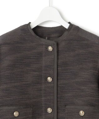 23区 サマーツイード 7分袖 ジャケット ダークブラウン系