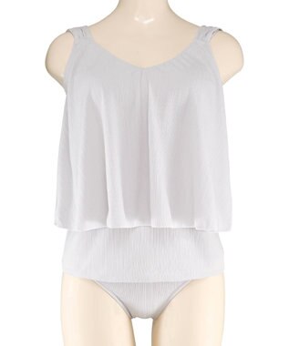 San-ai Resort（三愛水着楽園） ロングパンツセット　9M・11L　【Coral veil（コーラルヴェール）】 グレー×カーキ