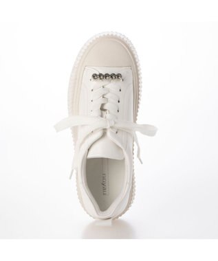 MODE ET JACOMO <noyau>ビジュー付き厚底レースアップスニーカー ホワイト